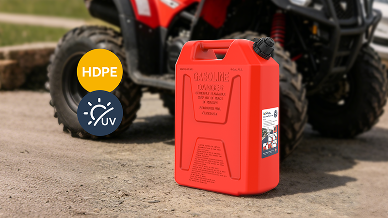 AKINFUEL 5L/10L/20L Red Gasoline Fuel Can with Auto Shut-Off Nozzle | AS/NZS 2906 Certified